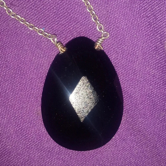 Black Onyx Teardrop Necklace - Picture 4 of 4